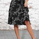Yincro Women's A-Line Midi Skirt with Pockets High Waist Flared Below The Knee Skirts (Black, XL)