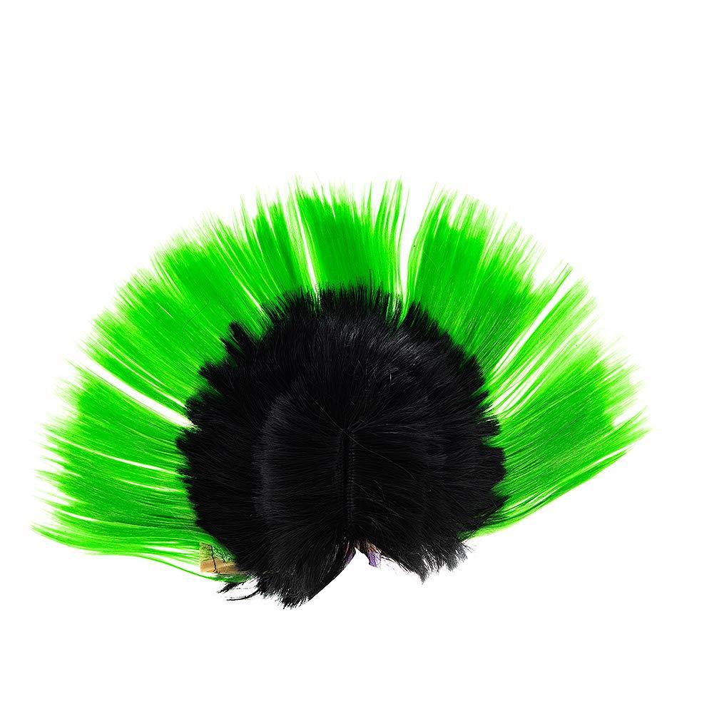 Easyinsmile Rainbow Mohawk Wig Hallowmas Masquerade Punk Mohican Hairstyle Cockscomb Hair Cosplay Wig (green and black)