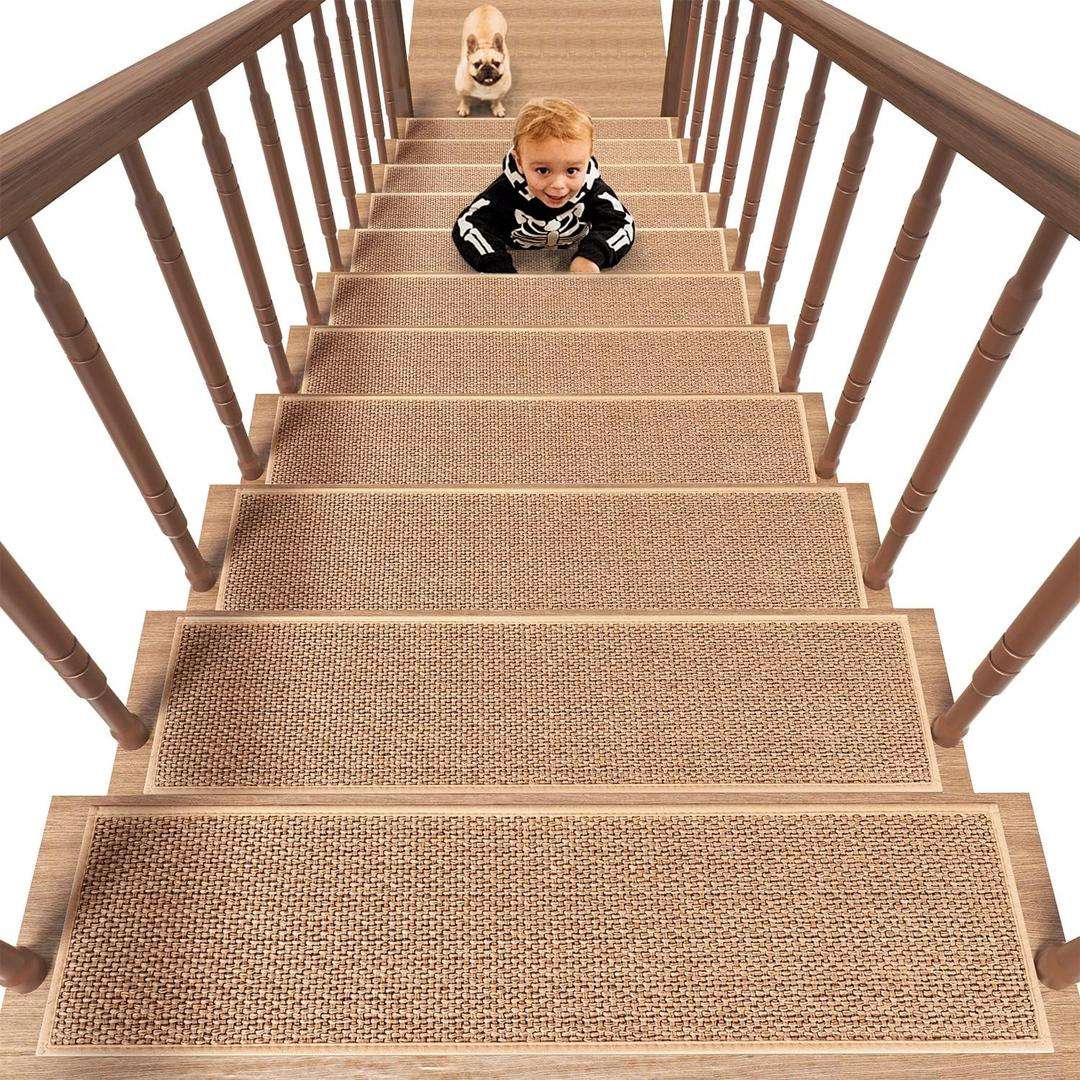 PADOOR Non Slip Stair-Treads,Rubber Backing Stair-Runners for Wooden Steps,15PCS Residue Free Carpet Stair Treads for Kids and Dogs 8"x30" Beige PADOOR Non Slip Stair-Treads,Rubber Backing Stair-Runners for Wooden Steps,15PCS Residue Free Carpet Stair Treads for Kids and Dogs 8"x30" Beige