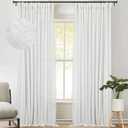 zeerobee Linen Curtains for Living Room/Bedroom 96 Inches Long 2 Panels Set, Light Filtering Linen Drapes, Textured Natural Light Reducing Privacy Curtains, W50 x L96, White