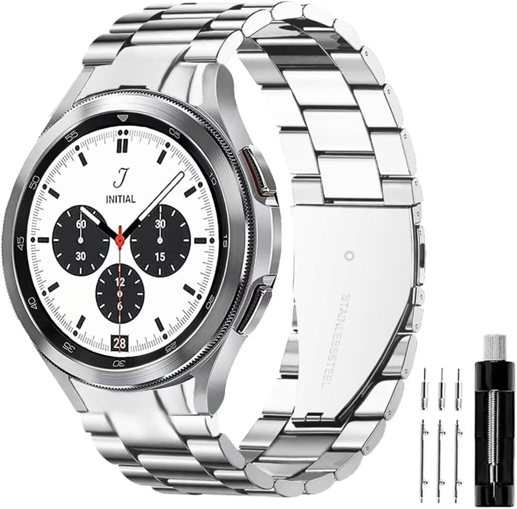 GOLDTOLUCK No Gap Stainless Steel Band Compatible with Samsung Galaxy 7/6/5/4/6 4 Classic/5 Pro (Silver)