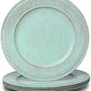13" Vintage Charger Plates, Turquoise Beaded Chargers for Dinner Plates Set of 6, Reusable Decorative Charger Plate Set Bulk Wedding, Suitable for Easter, Anniversaries, Valentine's Day, Baby Shower