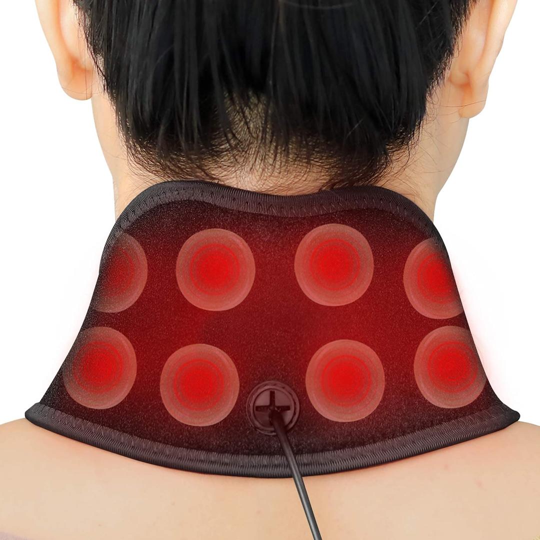 UTK Jade Infrared Neck Heating Pad, Far Infrared Heating Wraps for Knee, Wrist, Thigh - 26" Length with 8 Jade Stones, 3 Heat Settings, EMF Free and Auto Shut Off Black (1 Count (Pack of 1))