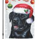 Black Labrador Christmas Santa Hat Garden Flag Welcome Party Outdoor Outside Decorations Picks Home House Garden Yard Decor 12x18 Inch (White40)