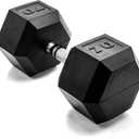CAP Barbell 70 LB Rubber Coated Hex Dumbbell Hand Weight - Single | Chrome Handle