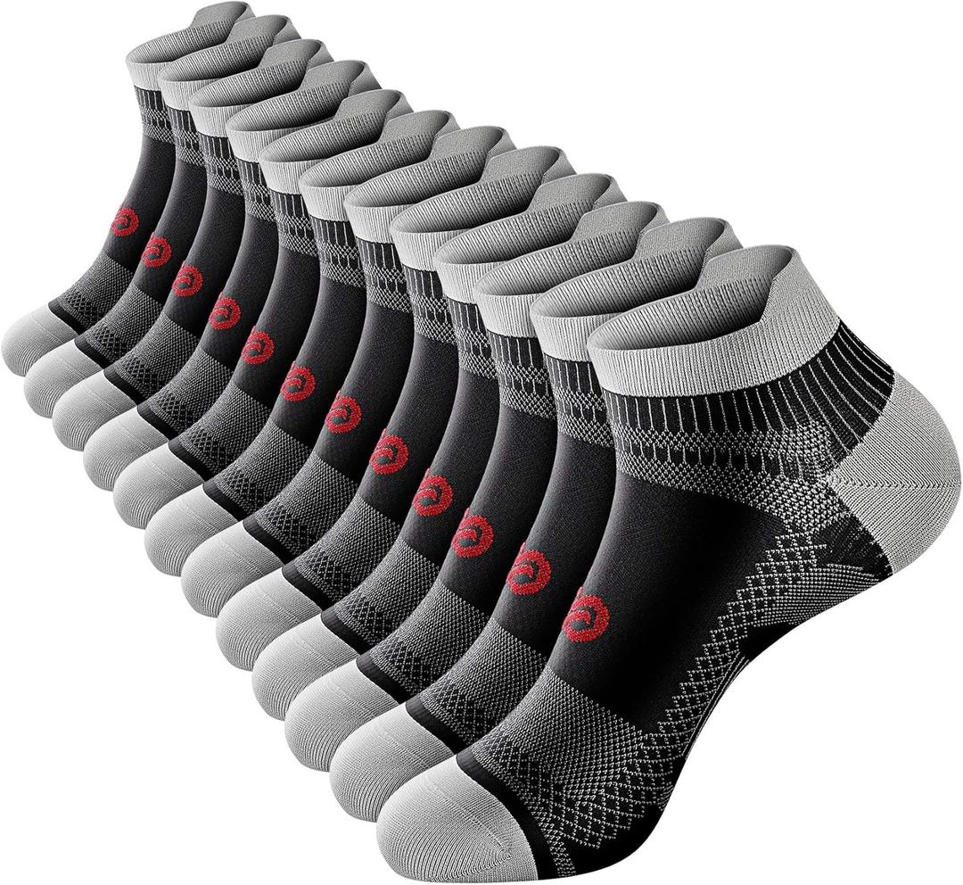 PAPLUS Compression Socks for Men & Women, 2/4/6 Pairs Ankle Running Socks with Arch Support, Ankle Support, Plantar Fasciitis (Black)