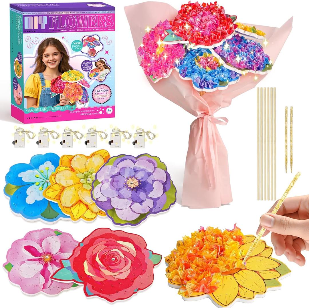 Vinkp Art Activity - Flowers Magic Toys, DIY Craft Toys Kits, Creative Activity, Gifts for Girls & Boys Ages 4, 5, 6, 7, 8, 9