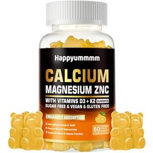 Happyummmm Calcium Magnesium Zinc Gummies with Vitamins D3 + K2 (1pack), Expiry: 11-2026