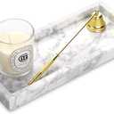 Marble Bathroom Vanity Tray, Natural Luxury Vanity Home Kitchen Bathroom Table Tray, Stone Decorative Countertop Dresser Trays for Key Coffee Perfume Jewelry Makeup (Carrara White, 12"x 5" x1.2")