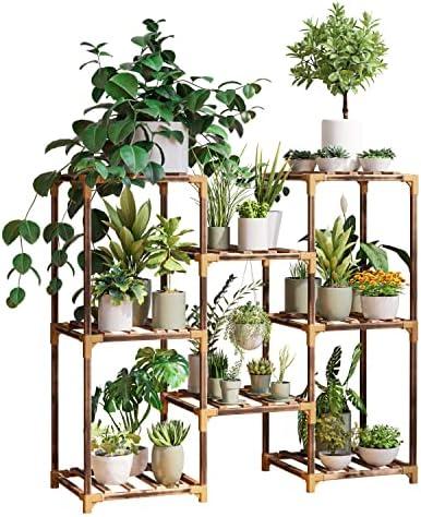New England Stories Plant Stand Indoor, Outdoor Wood Plant Stands for Multiple Plants, Plant Shelf Ladder Table Plant Pot Stand for Living Room, Patio, Balcony, Plant Gardening Gift