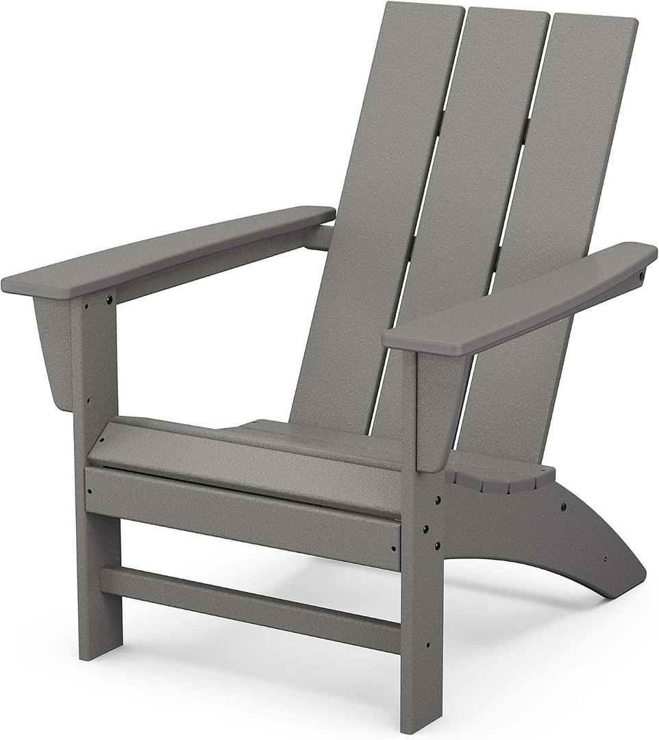POLYWOOD Modern Adirondack Chair All-Weather Outdoor Lawn Adirondack Chairs HDPE, Fade-Resistant & Durable Outdoor Furniture For Patio, Deck & Fire Pit Chairs Grey, 32.11in. x 29.25in. x 34.66in.