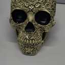 UJOY Creative Skull Flowers Sculpture 8.1'' Human Head Skeleton Statue Collectible Halloween Decoration Home Decor