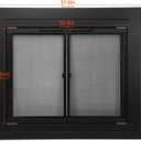 Stanbroil Fireplace Glass Cabinet-Style Door, Black Finish, Medium, Decorative Fireplace Screen Door for Fireplace Accessories