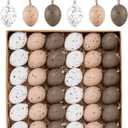 Valery Madelyn 36Pcs Easter Eggs Ornaments for Small Tree Decorations, 1.57" Neutral Beige White Plastic Easter Eggs Bulk, Shatterproof Decorative Hanging Egg Decorations Spring Party Decor