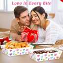50 Pcs Valentines Paper Food Trays, Disposable Conversation Heart Serving Tray Valentine's Decorations, Love Holder Snack Food Boats, Popcorn Hot Dog Container for Wedding Birthday Party Supplies
