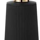 Small Soap Dispenser for Bathroom and Kitchen, Modern Farmhouse Striped Style Plastic Hand Soap Dish Soap Dispenser with Pump Matte Black and Gold