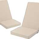 Adirondack Chair Cushions Set of 2 - Removable Covers, Water-Repellent & Fade-Resistant Faux Linen, Securing Straps, Non-Slip Bottom, Fit for Most Outdoor Adirondack & Rocking Chairs - Beige