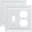 Classic Architecture Wall Plates,Light Switch covers, Electrical Outlet Covers, Duplex receptacle wall plates,Mid Size Bamboo Fiber Material Switch plates Pure White (2 Gang Toggle/Duplex 2PK)