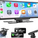 HK5 Carplay Screen for Car, 10.26’’ HD Wireless Apple Carplay & Android Auto Touchscreen with Backup Camera, Car Play Screen iOS 26 Compatible, GPS Navigation/ Mirror Link/ Siri/ FM (No Front Camera)