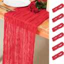 Snowkingdom 6 PCS Red Cheesecloth Table Runner 10 Ft, 120 inch Long Cheese Cloth Gauze Runners for Christmas Wedding Bridal Baby Shower Birthday Holiday Party Table Decorations
