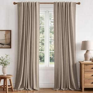 MIULEE 100% Blackout Linen Curtains for Bedroom 84 inches Long, Thermal Insulated Room Darkening Black Out Drapes for Living Room, Back Tab Rod Pocket, 2 Panels Set, 40 Wide x 84 Length, Taupe