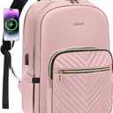 LOVEVOOK Laptop Backpack for Women 17.3 inch,Cute Womens Travel Backpack Purse,Professional Laptop Computer Bag,Waterproof Work Business College Teacher Bags Carry on Backpack with USB Port,Pink