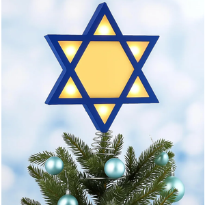 Halloscume Christmas Hanukkah Tree Toppers Jewish Star of David Large Treetop Plug in Tree Topper Blue and White Religious Decor with Light for Indoor Outdoor Holiday Winter Christmas Decorations