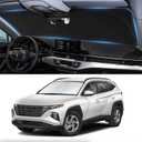 Custom Fit Tucson Windshield Sunshade for Hyundai Tucson 2022-2026 Front Window Retractable Shades Cover for Windshield Sun Visor Protector 210T Reflector Blocks UV Rays Cooler Car Accessories