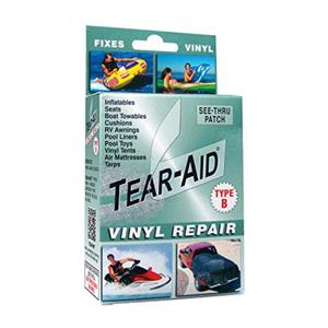 TEAR-AID Vinyl Repair Kit, Type B Clear Patch for Vinyl and Vinyl-Coated Materials, Works on Vinyl Tents, Awnings, Air Matresses, Pool Liners & More, Green Box, 2 Pack