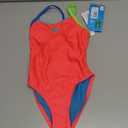 ARENA Girl's Feel Light Drop Back Solid Swimsuit One Piece, Fluo Red/Blue China/Soft Green, Size: 4T