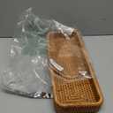 Rattan Toilet Tank Basket Woven Guest Towel Holder Decorative Wicker Tray 17" x 6" x 2" for Serving Bread or Shelves Bathroom Counter Organizers and Storage (17 x 6 x 2 inches, Honey Brown)