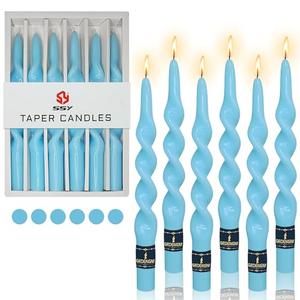 Spiral Taper Candle Twist Candlesticks,Gedengni 10inches Long Tapered Candle Blue Candle Sticks Colorful Twisted Candles for Wedding Home Dinner Party Women Gift,Pack of 12 (BLUE) Unscented