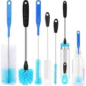6 Pack Bottle Brush Narrow Neck Cleaning Set, Long Handle Stainless Steel Water Bottle Cleaner Brush for Washing Beer Bottle, Wine Decanter, Cup, Pipes Sinks, Straw, Cup Cover.