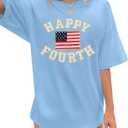 4th of July Shirts Women American Flag Shirts Oversized America 1776 Shirt Casual Patriotic Short Sleeve Tops