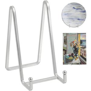 Plate Holder Easel Display Stand - 6 inch Metal Plate Stands for Display - Tabletop Picture Stand - Silver Iron Easels for Display Pictures | Photo Frames | Book | Decorative Plates | Plaque - 2 Pack