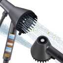 Ryamen 2026 Magnetic Filtered Shower Head with Handheld High Pressure Showerhead with Power Wash Mode, Chlorine Removal, Massage Brush, Pressure Adjustable, One-Touch Pause (Gray)