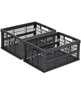 HUUSMOT 2-Pack Collapsible Plastic Storage Baskets, Dark Grey, 19"x13"x9"