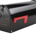 Mailboxes for Outside, Galvanized Steel Medium Black Metal Mailbox, 20 x 8.7 x 6.7 Inches