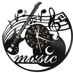 KingLive Music Vinyl Record Wall Clock, Music Room Decoration, Music Theme Wall Clock. (Music D)