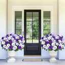 MARTINE MALL Artificial Flowers for Outdoors, 2 Potted Realistic Fake Outdoor Flowers, UV Resistant Silk Petunia Flower for Outside Look Real Faux Flower Plants in Pot for Porch Garden Decor, 20''