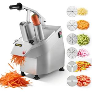 VEVOR Commercial Food Processor 550W Electric Vegetable Slicer 6 Blades
2 Feeding Holes, 1600 RPM Stainless Steel Vegetable Processor, Interchangeable Blade, 3mm/4mm/7mm Shred and 2mm/4mm Slice