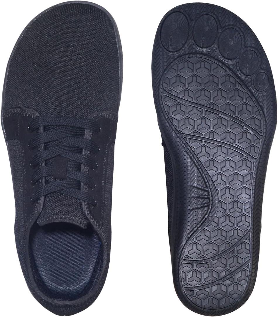 Men's Wide Minimalist Barefoot Sneakers | Zero Drop Sole (All Black, Adult, Men, 8, Numeric, US Footwear Size System, Wide)