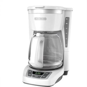 BLACK+DECKER 12-Cup Digital Coffee Maker, CM1160W, Programmable, Washable Basket Filter, Sneak-A-Cup, Auto Brew, Water Window, Keep Hot Plate, White