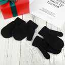 WLLHYF 2 Pair Baby Mittens Black Winter Warm Elastic No Scratch Soft Gloves Breathable Toddler Mittens for Boys Girls Kids (Black)