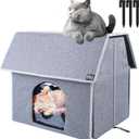MIU Color Outdoor Cat House, Large Weatherproof Cat Houses for Outdoor Cats, Insulated Feral Cat Shelter with Removable Soft Mat, Easy to Assemble, 17.1" x 15" x 16.6" inch