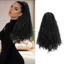 Drawstring Ponytail Extension 18Inch Kinky Curly Ponytail for Women Fluffy Pony Tails Hair Extensions Synthetic Hairpiece for Daily Use(1B)