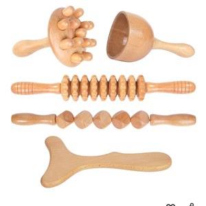 Wood Therapy Massage Tools 5-in-1 Lymphatic Drainage Massager Maderoterapia Kit Wooden Massager Body Sculpting Tools for Muscle Pain Relief, Anti-Cellulite, Body Contouring and Shaping