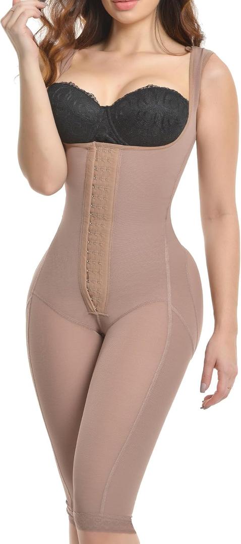 BELLA MICHELL Strapless Waisted Body Shaper Capri Size With Snaps, Shapewear for Women Tummy Control Hip Enhancer & Butt Lifting Shapewear 100% Colombian Mocha, Size XL