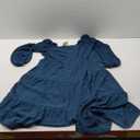 BTFBM Women Formal Dress Spring Square Neck Puff Long Sleeve Smocked Tiered Flowy Wedding Guest Maxi Dresses Pockets (Dark Blue, XXL)