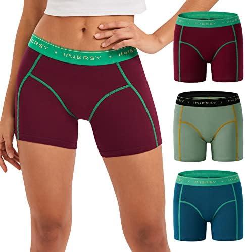 INNERSY Women's 4" Inseam Boxers Briefs Cotton Boyshorts Underwear Ladies Panties 3-Pack, L